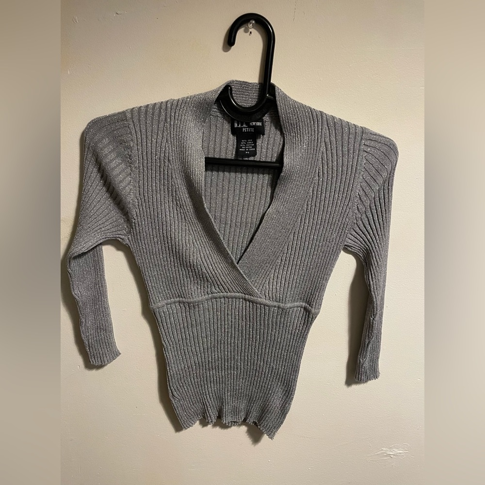 Grey silk sweater/top